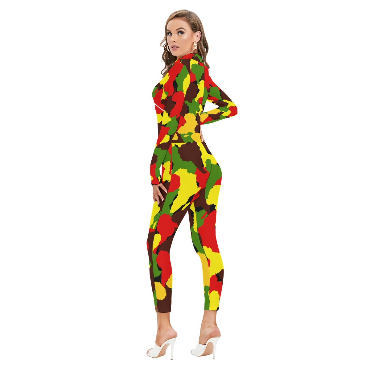 DIASPO CAMOU RASTA Women's Long-sleeved Jumpsuit