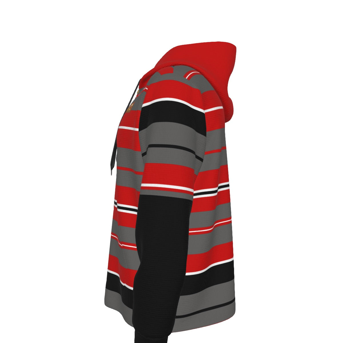 CHARLY STRIPES REDGREY Men's Half  Button Hoodie