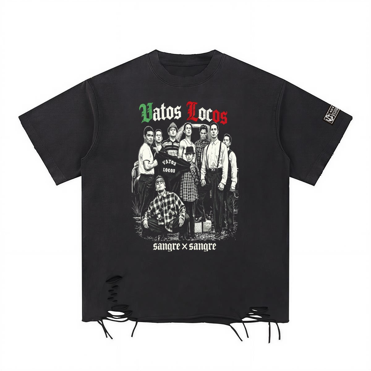VATOS LOCOS Distressed Washed Oversized T-Shirt