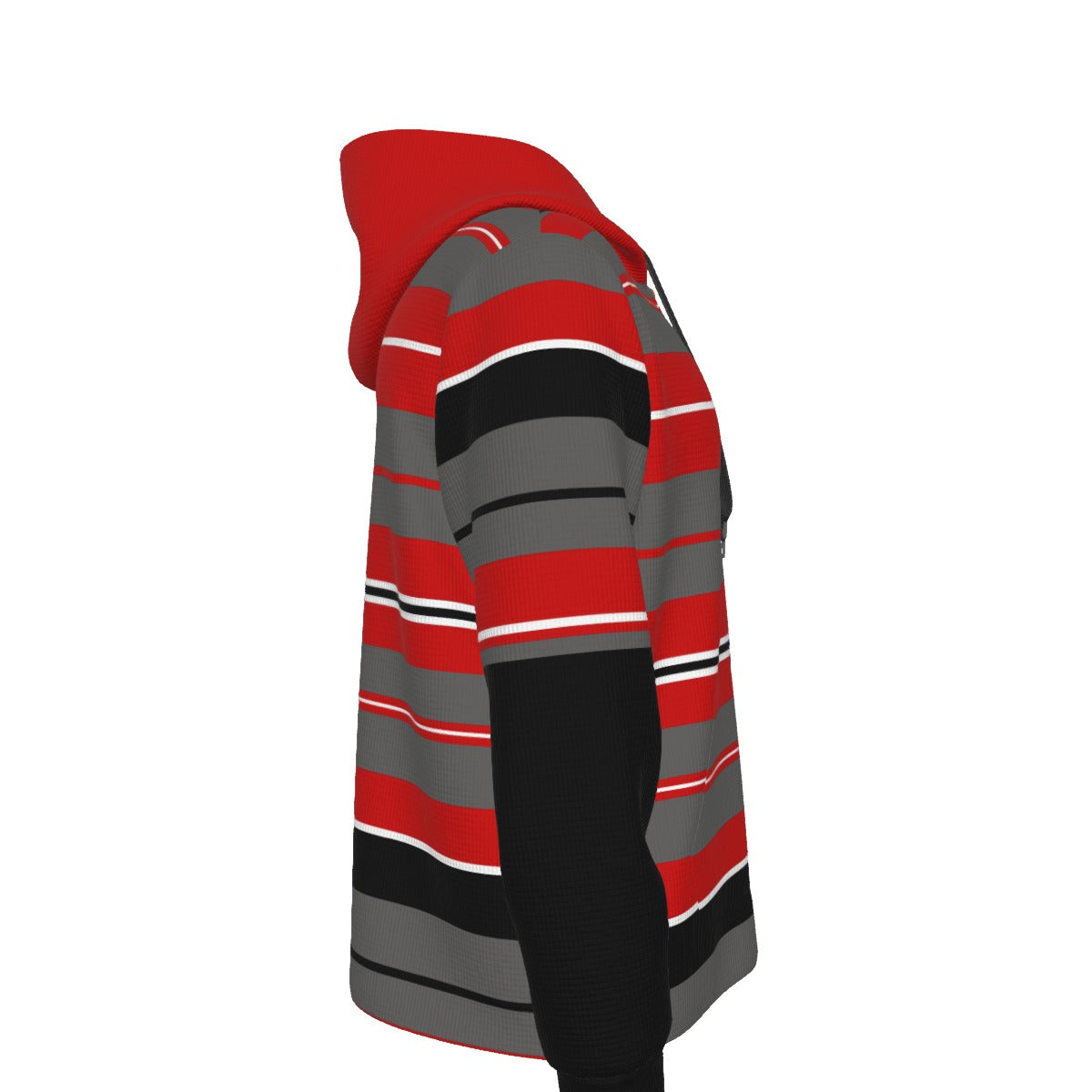 CHARLY STRIPES REDGREY Men's Half  Button Hoodie