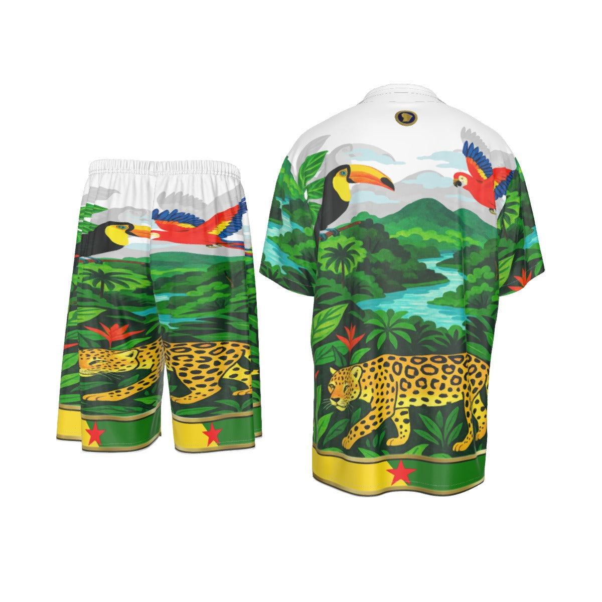 GUYANE PAYSAGE WHT Men's Imitation Silk Shirt Suit
