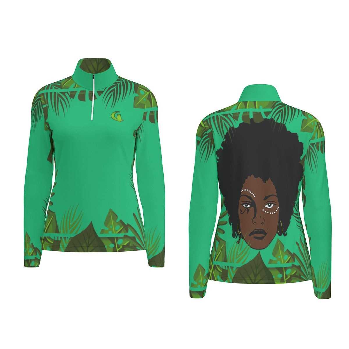 TROPICAL KWEEN Women's Sports Collar Jersey  Long Sleeve