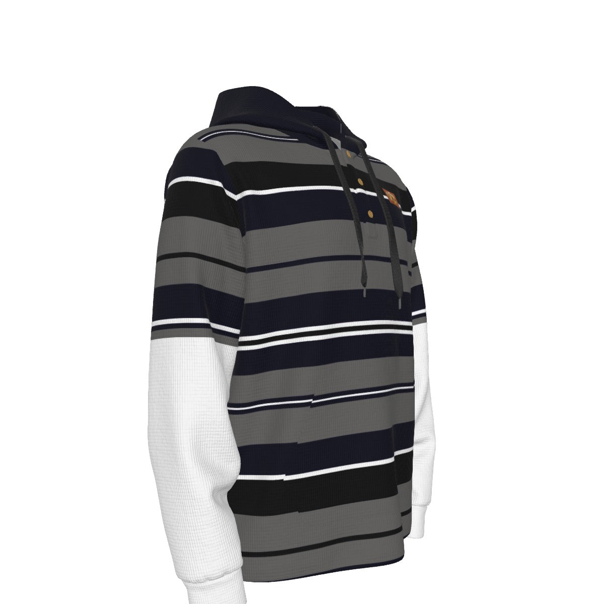 CHARLY STRIPE NAVY Men's Half  Button Hoodie