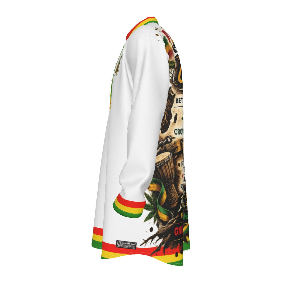 LCC RASTA WHT Men's Stand-up Collar Long Shirt