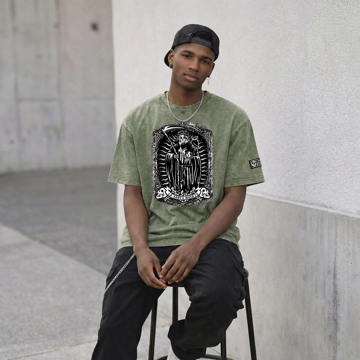 LA SANTA MUERTE Heavyweight Washed T-Shirt