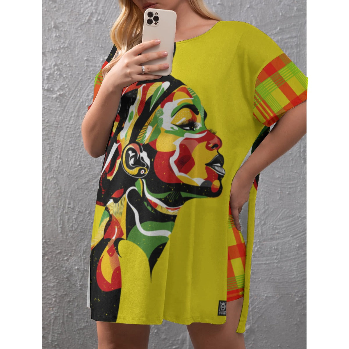 MADRAS CHWITY Women's Drop-Shoulder T-Shirt with Side Split and Shorts (Plus Size)