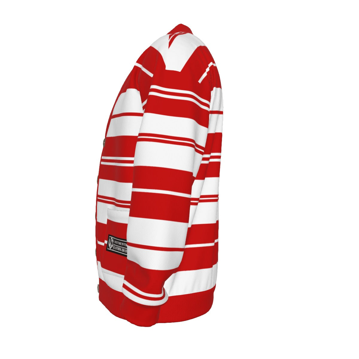 CHARLY STRIPES RED Unisex V-neck Knitted Cardigan