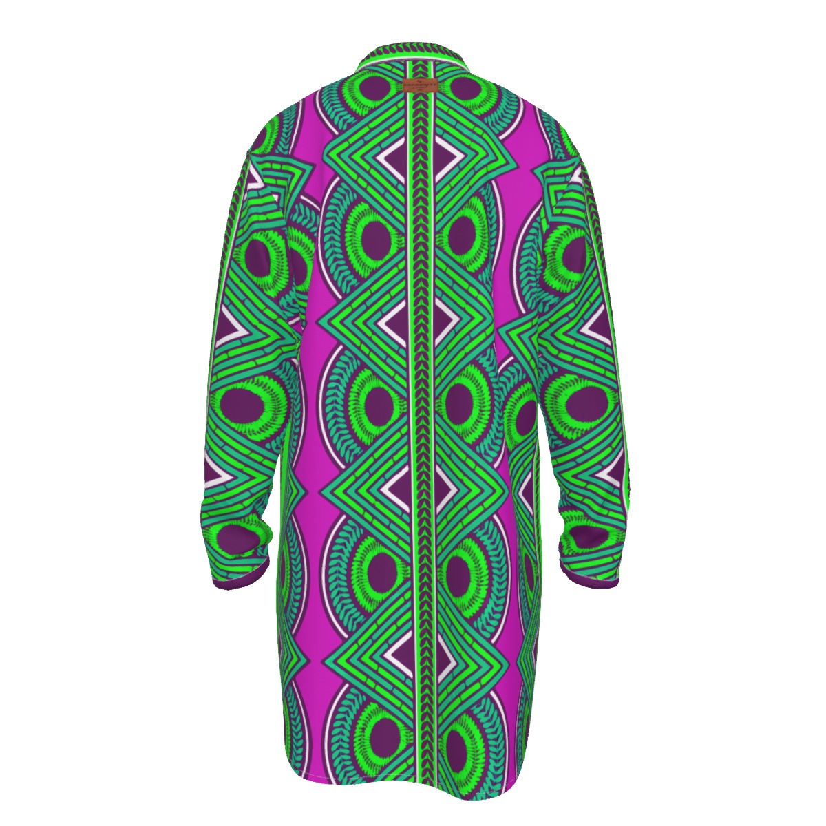 KAMA PATTERN VIOLET Men's Stand-up Collar Long Shirt
