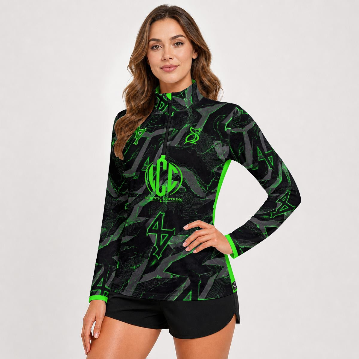 LCC WIZARD MATRIX Women's Stand-Collar Sport Jersey With Long Sleeve