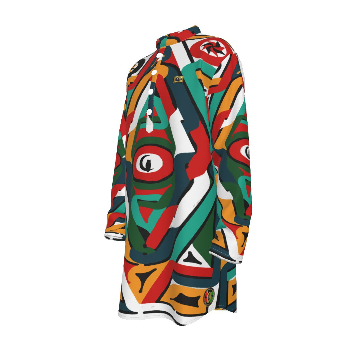 TEMBE ART Men's Stand-up Collar Long Shirt