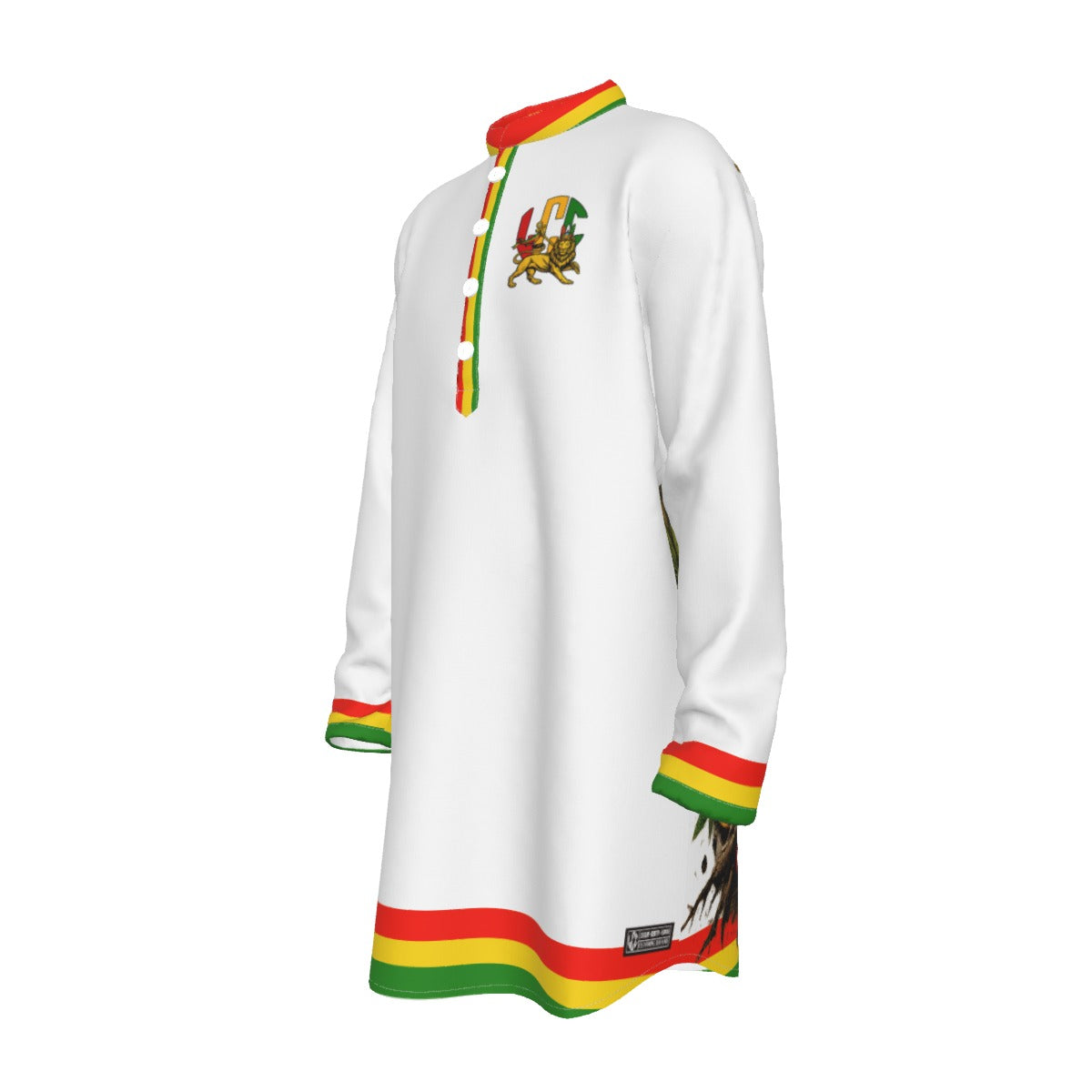 LCC RASTA WHT Men's Stand-up Collar Long Shirt