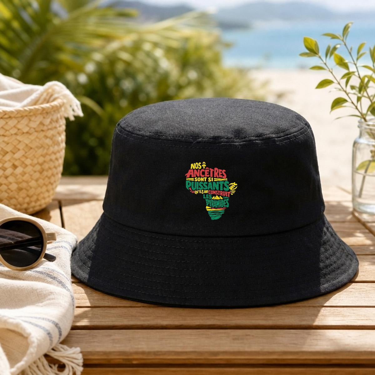 NOS ANCETRES Embroidery Bucket Hat
