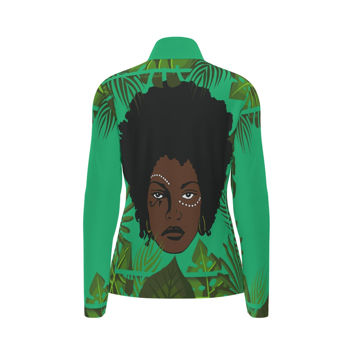 TROPICAL KWEEN Women's Sports Collar Jersey  Long Sleeve