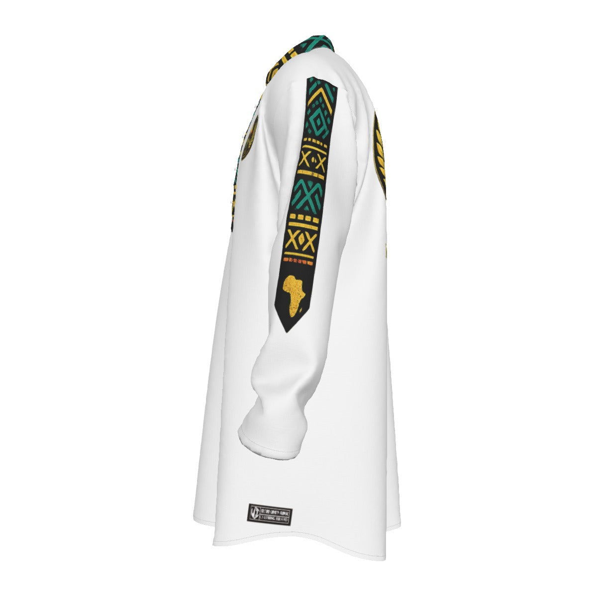 AFRICAN PRIDE WHT Men's Stand-up Collar Long Shirt