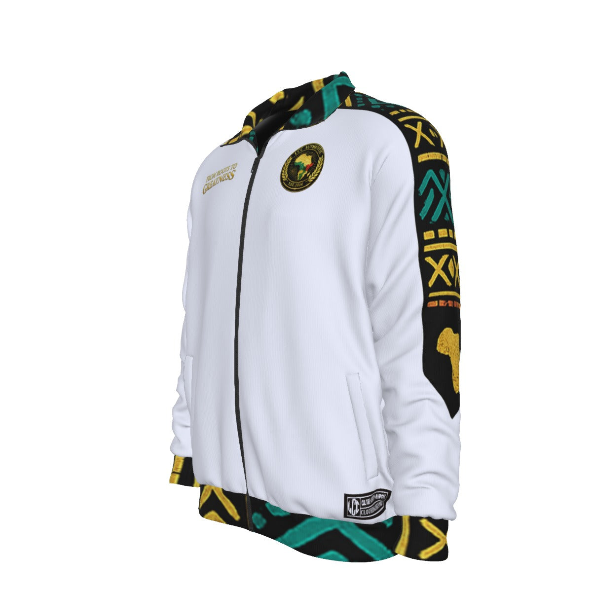 AFRICAN PRIDE WHT Unisex Stand Collar Jacket