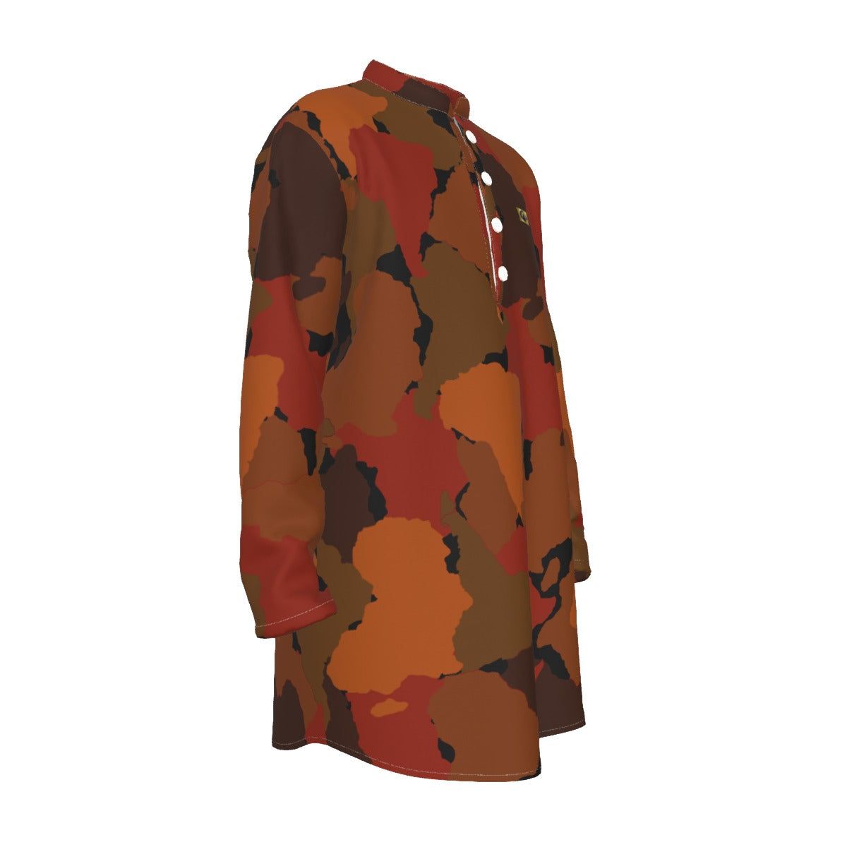 DIASPORA CAMO BRWN Men's Stand-up Collar Long Shirt