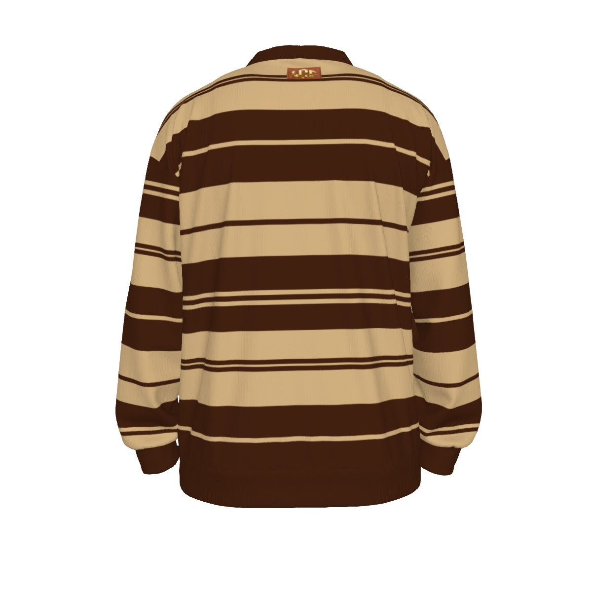 CHARLY STRIPES BRWN Unisex V-neck Knitted Fleece Cardigan With Button Closure