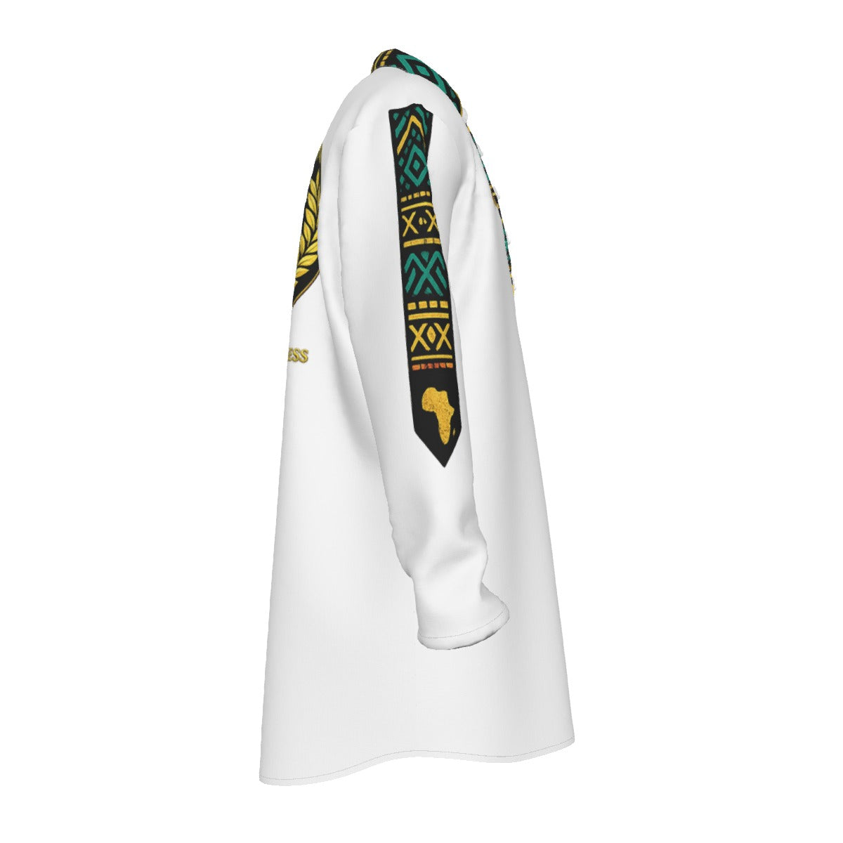 AFRICAN PRIDE WHT Men's Stand-up Collar Long Shirt