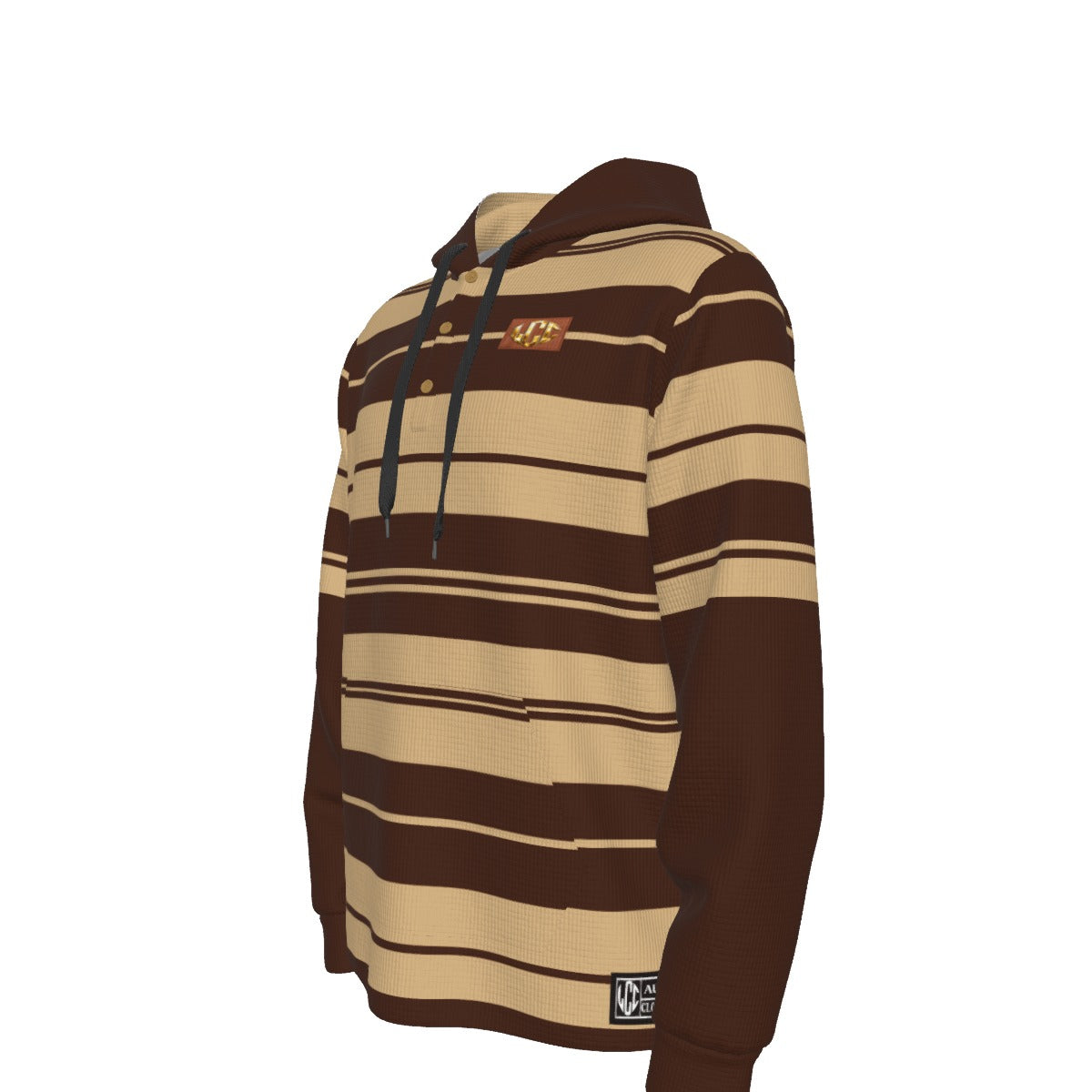CHARLY STRIPES BRWN Half Button Hoodie