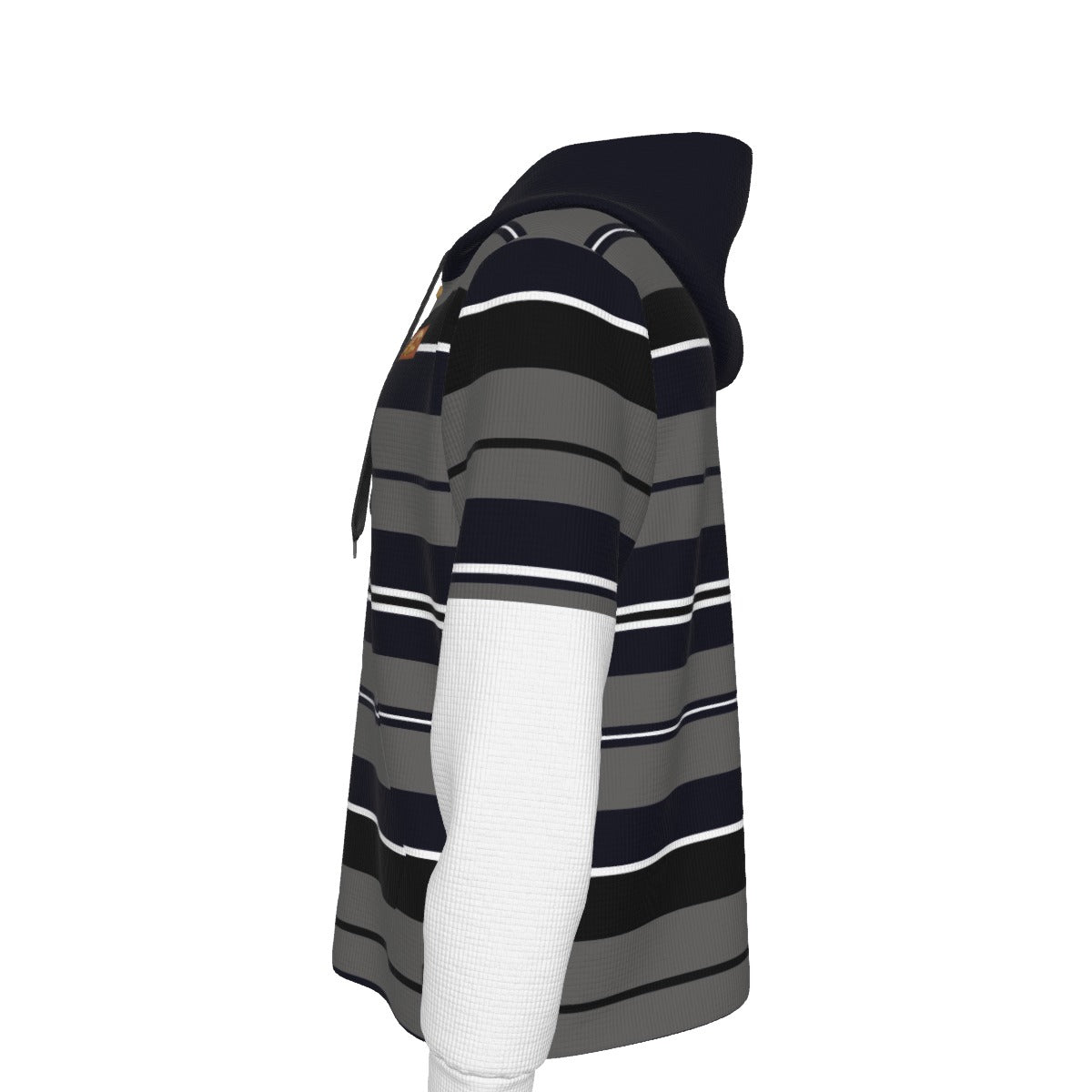 CHARLY STRIPE NAVY Men's Half  Button Hoodie