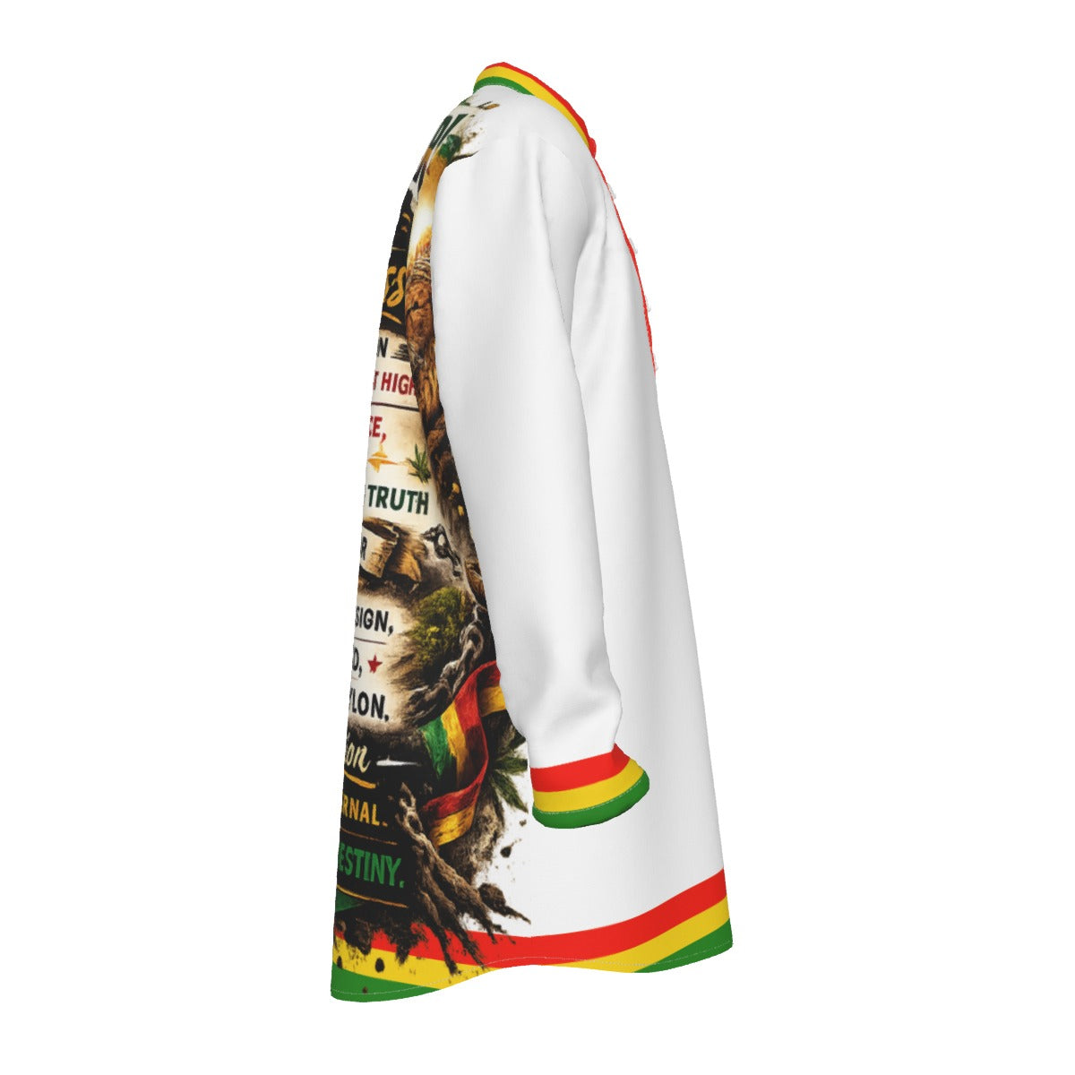 LCC RASTA WHT Men's Stand-up Collar Long Shirt