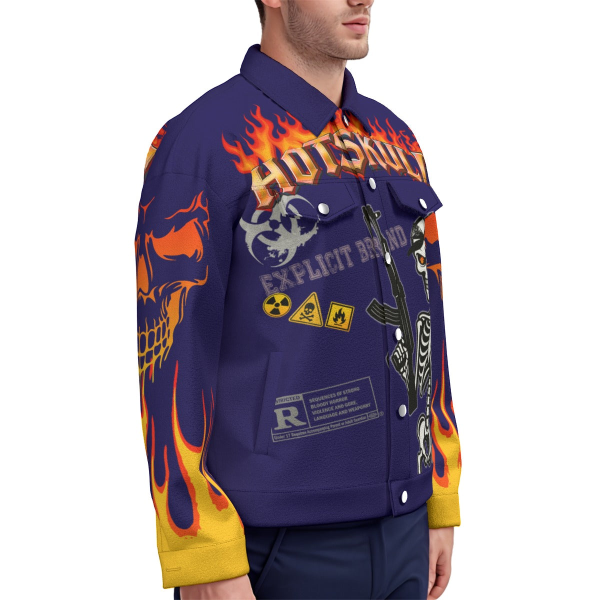 LCC HOTSKULL BLUE Unisex Lapel Jacket Cotton