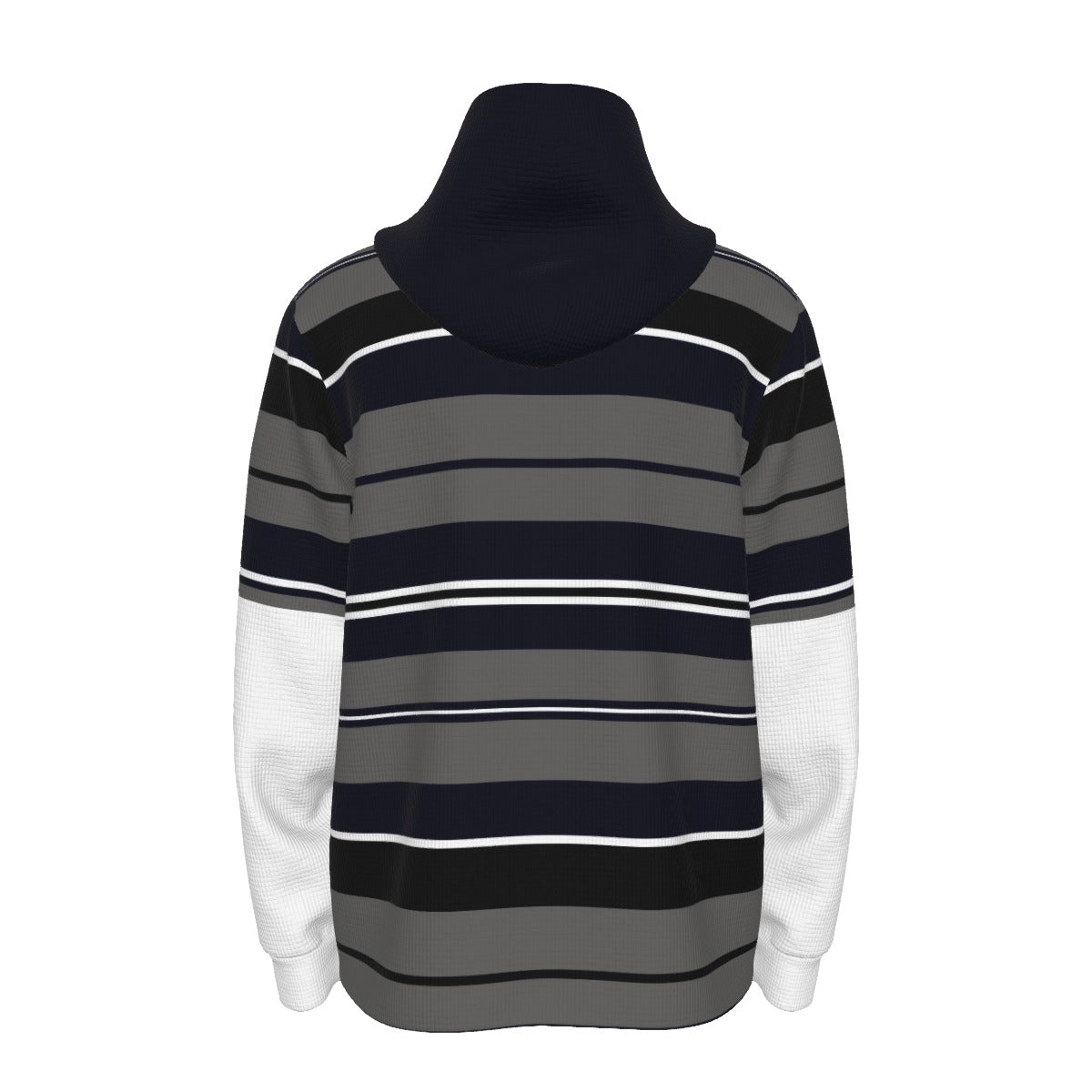 CHARLY STRIPE NAVY Men's Half  Button Hoodie