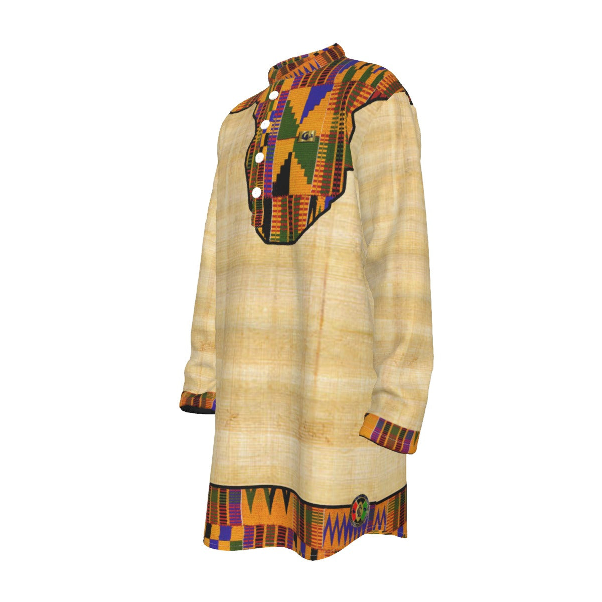 NILE VALLEY KENTE Men's Stand-up Collar Long Shirt