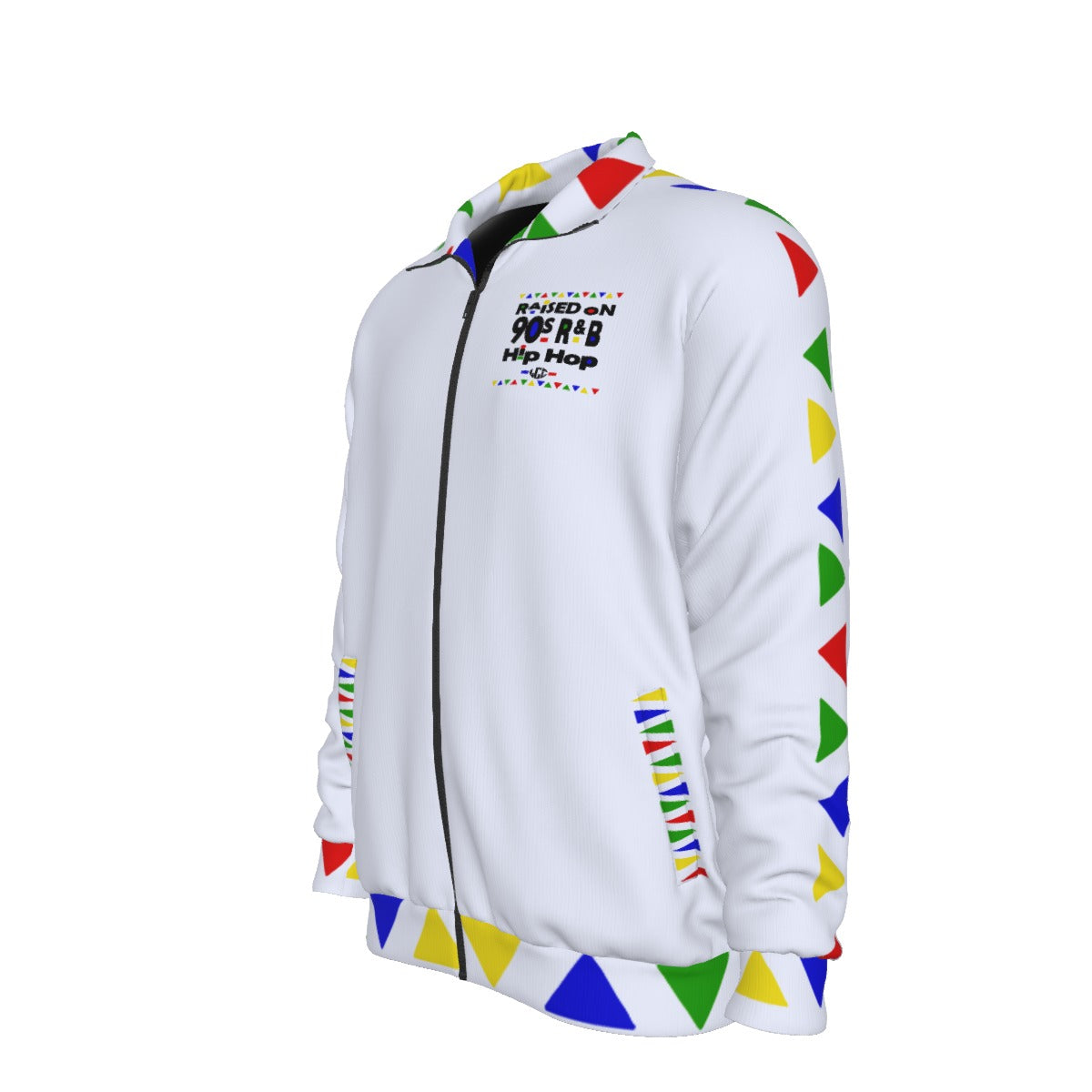 HIP HOP 90's wht Unisex Stand Collar Black Lining Jacket