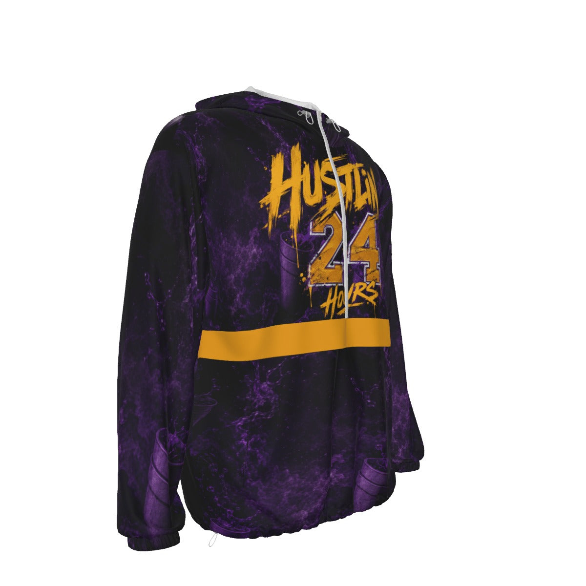HUSTLIN 24 HOURS Unisex Pullover Jacket With Zipper Closure