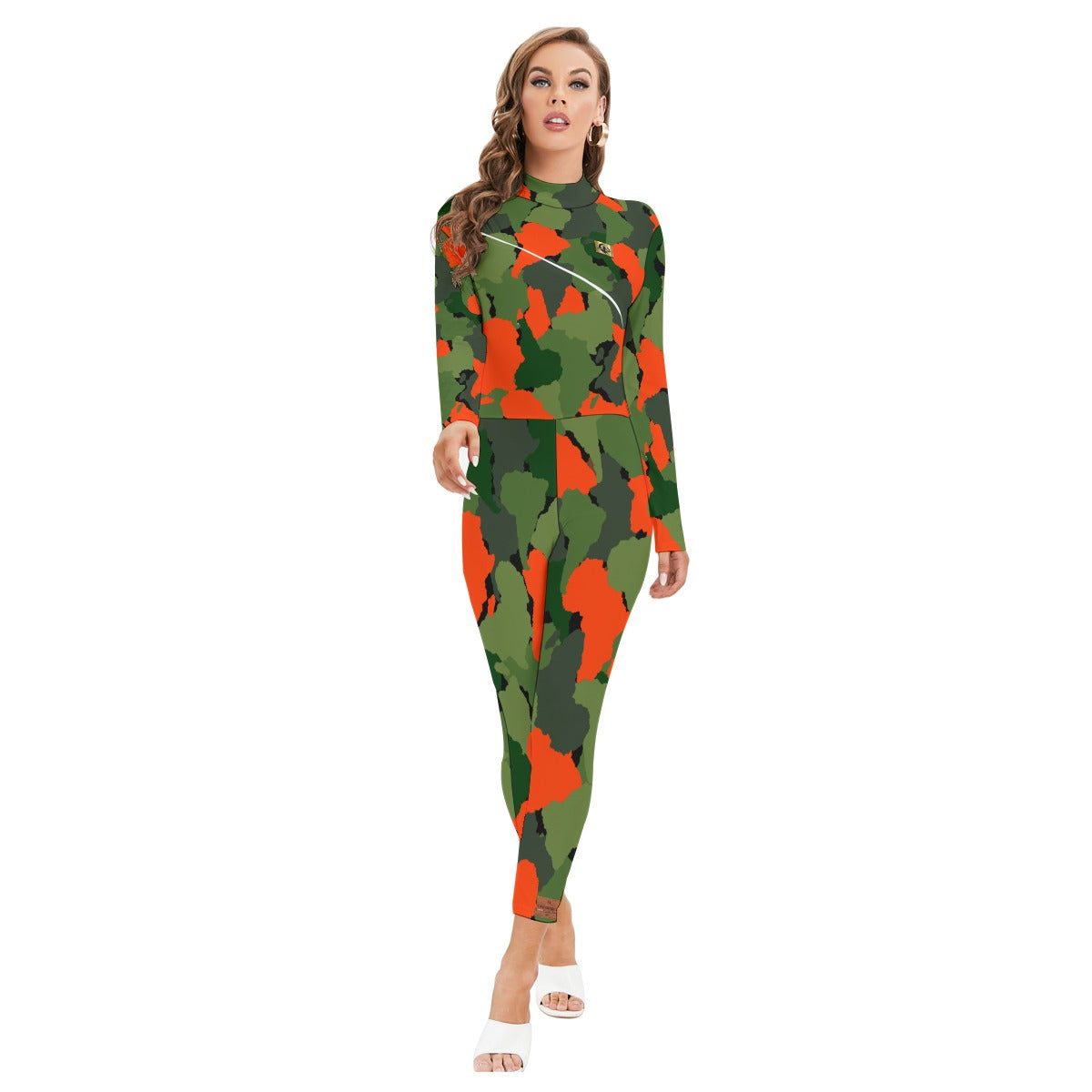 DIASPO CAMOU KAKI Women's Long-sleeved Jumpsuit