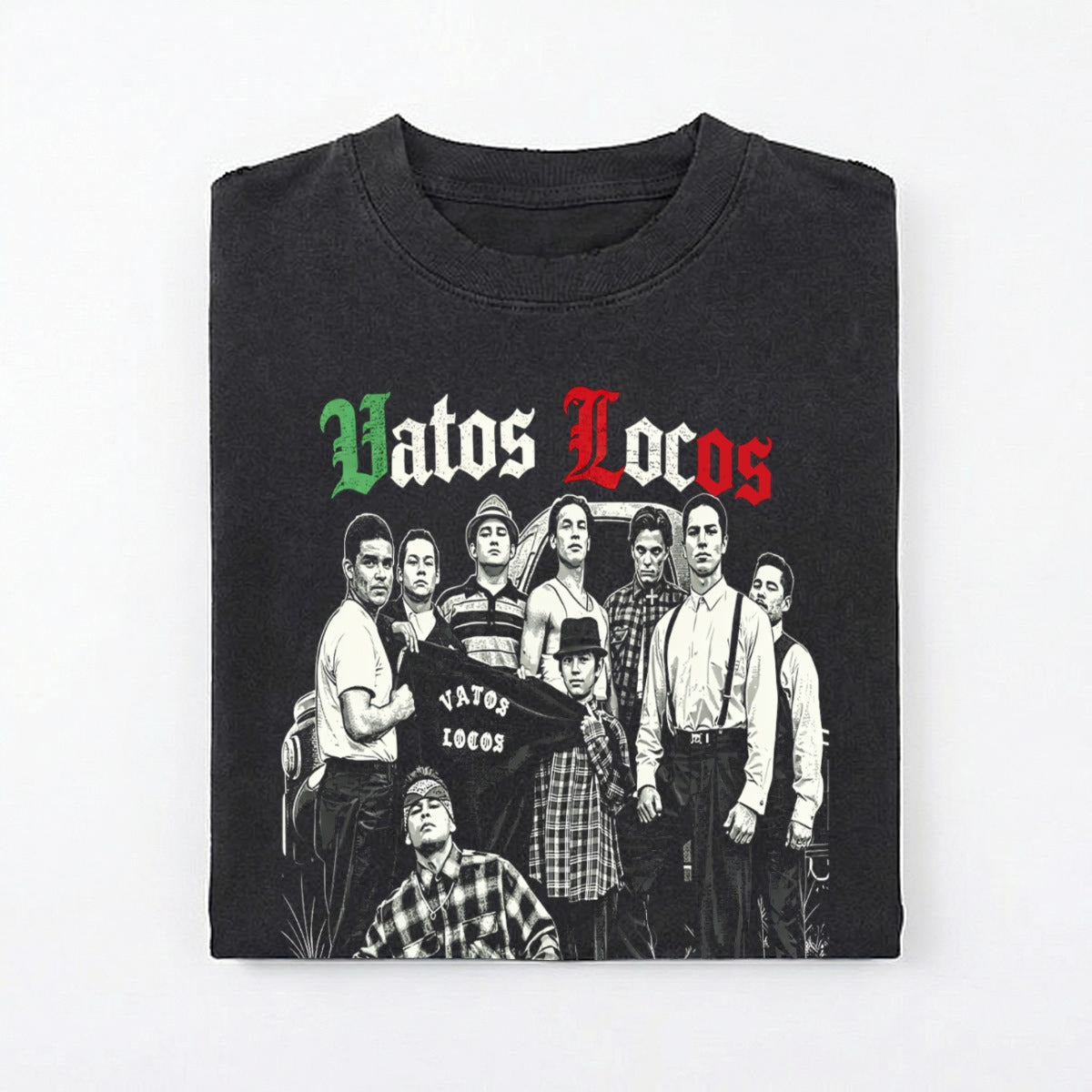VATOS LOCOS Distressed Washed Oversized T-Shirt