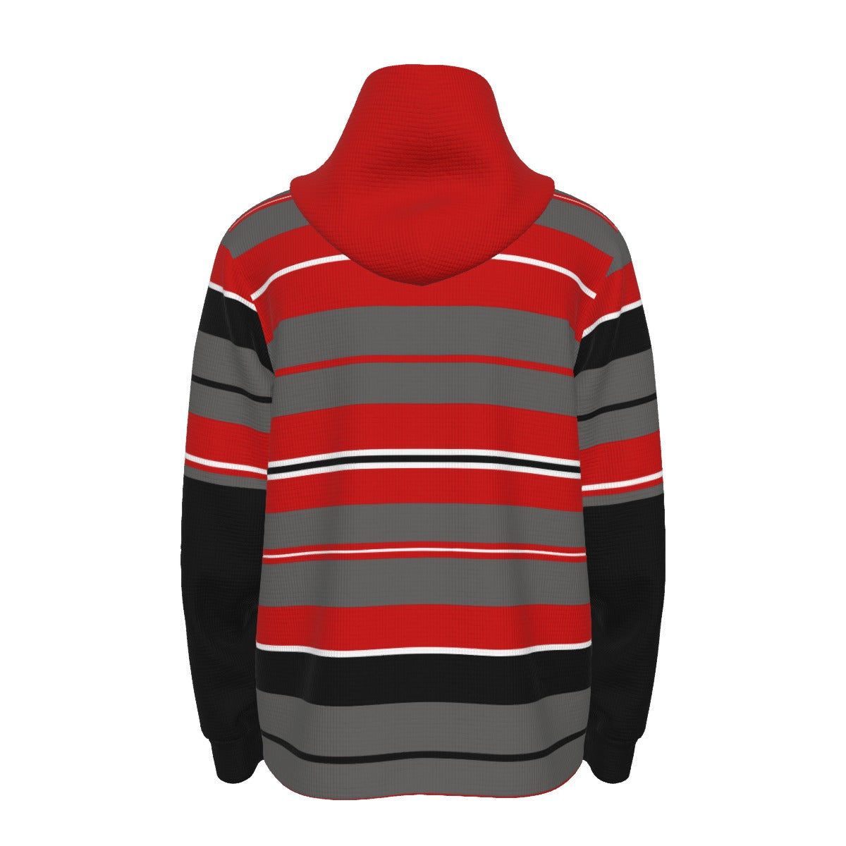 CHARLY STRIPES REDGREY Men's Half  Button Hoodie