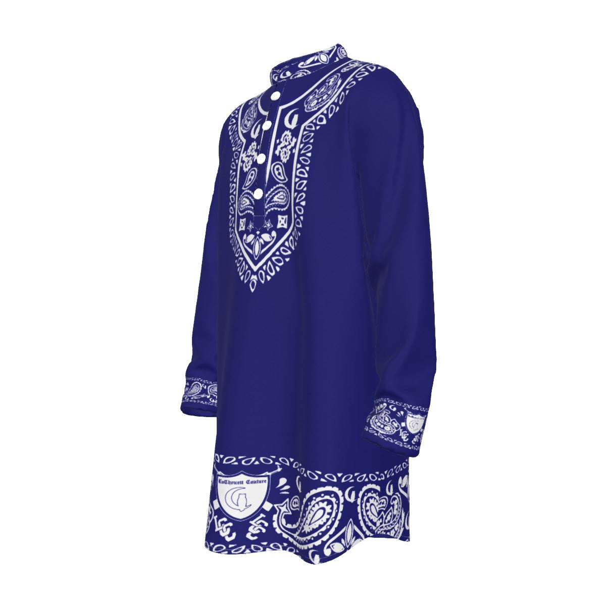 BANDANA SHIKI NAVY Men's Stand-up Collar Long Shirt