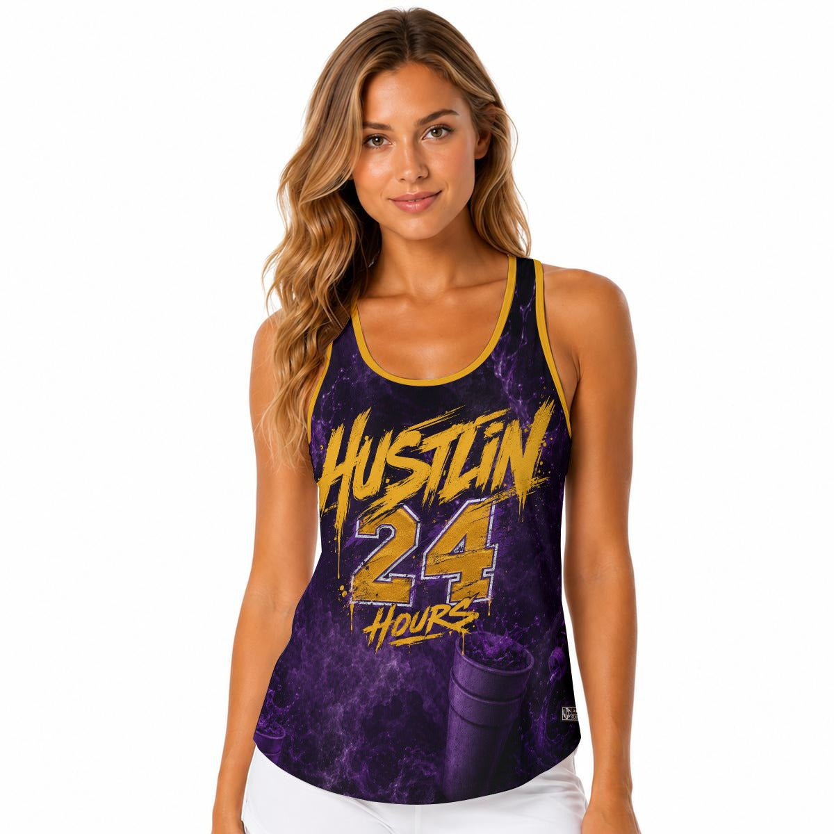 HUSTLIN 24 HOURS Women Built-in Bra Sports Tank Tops