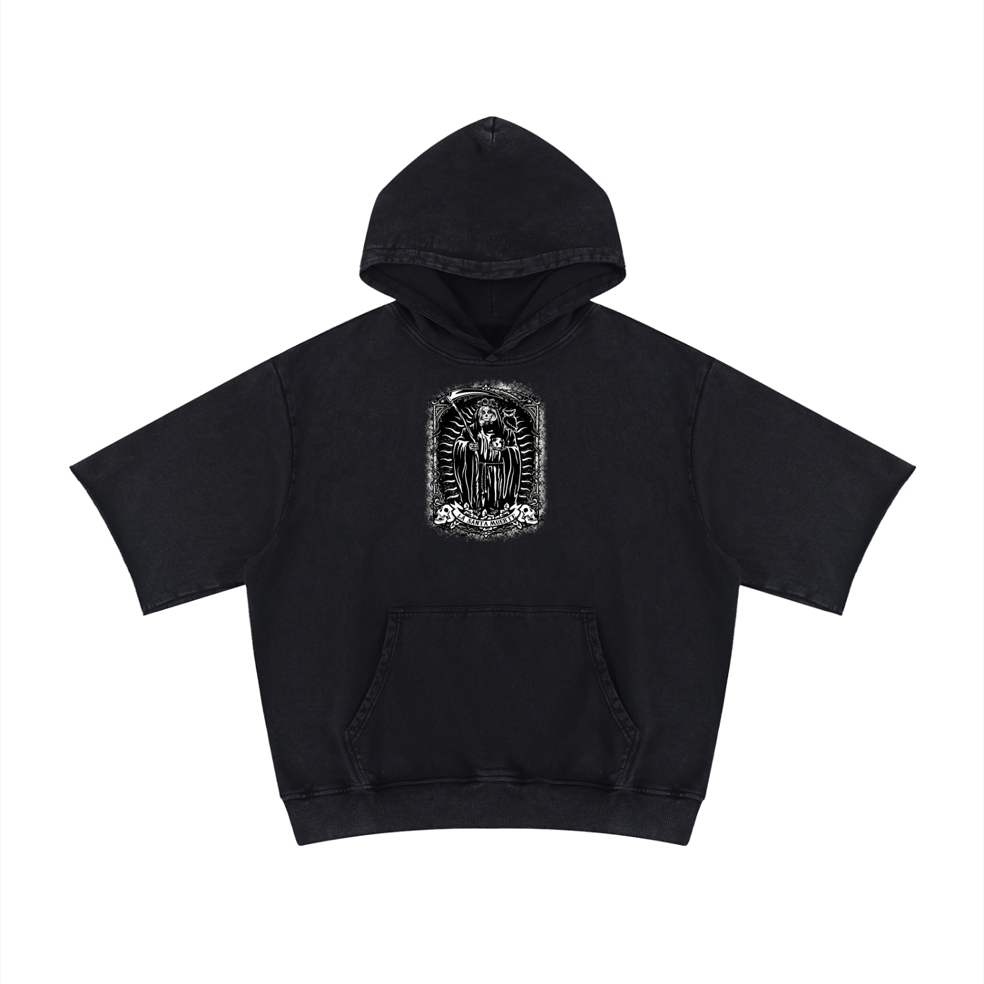 LA SANTA MUERTE Mineral Wash Short Sleeve Hoodie