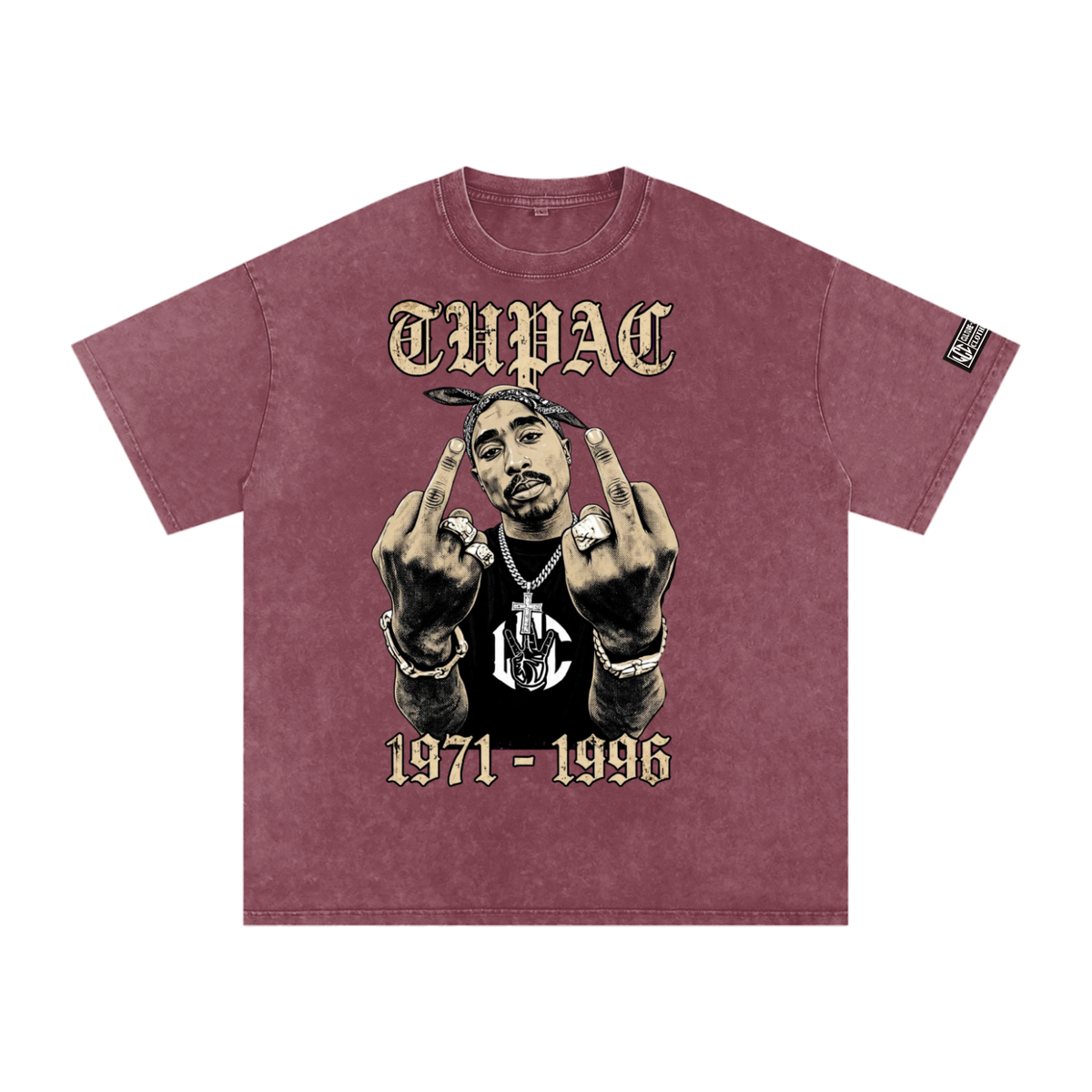TUPAC Snow Washed Oversized  T-Shirt