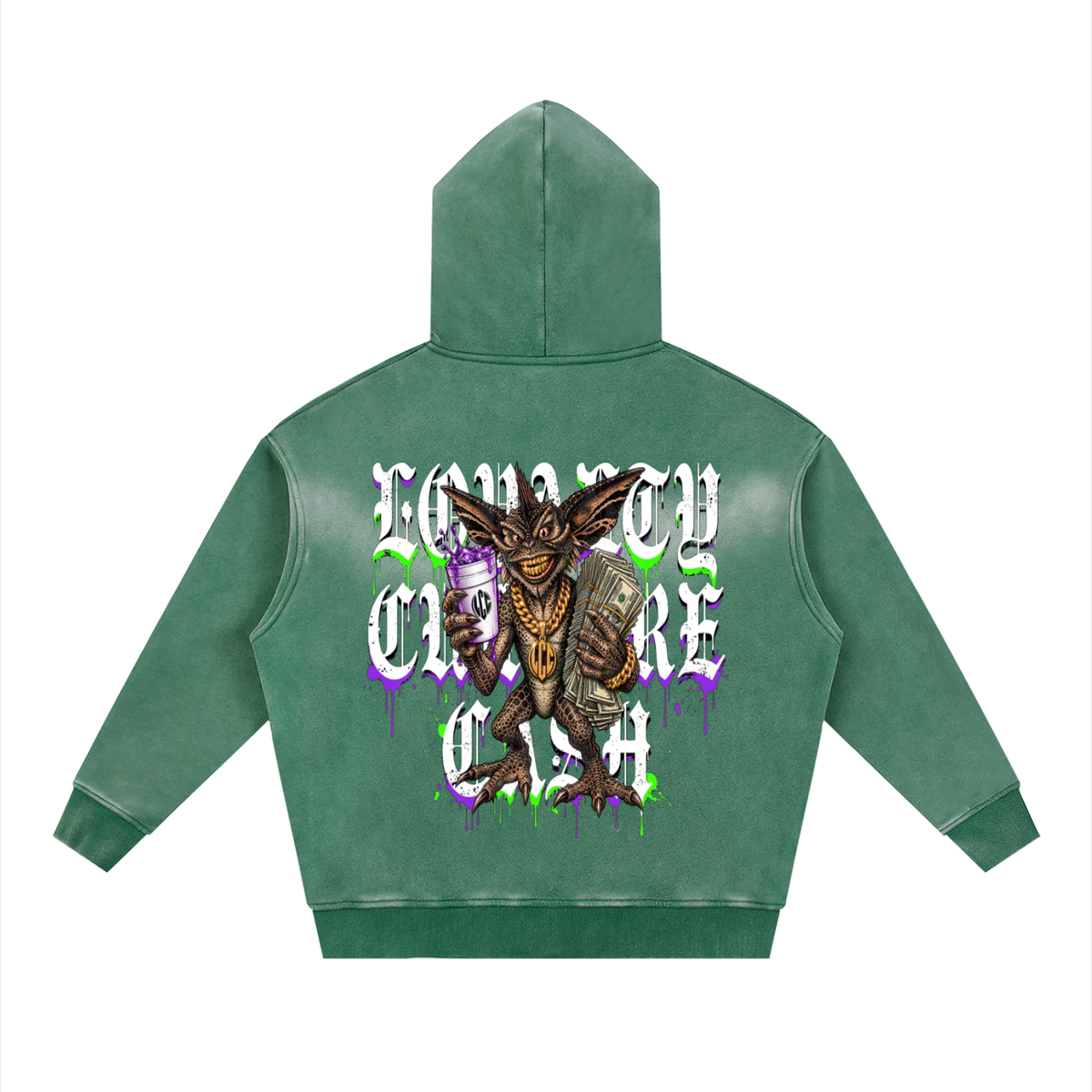 GREMLINS Sunfade Two-way Zipper Boxy Fleece Hoodie