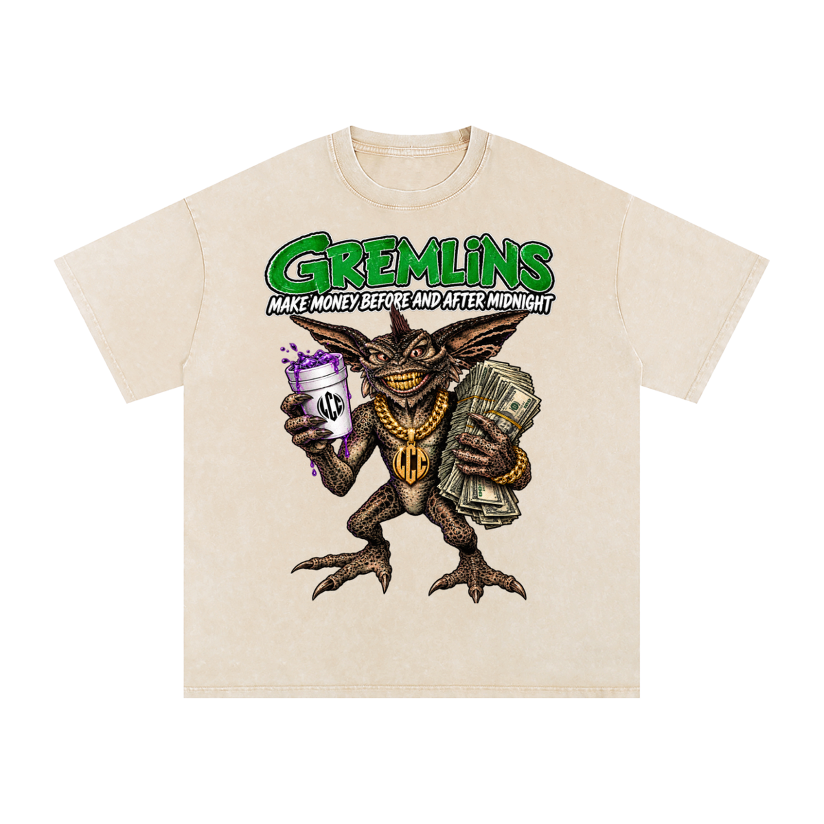 GREMLINS Snow Washed Oversized Cotton T-Shirt