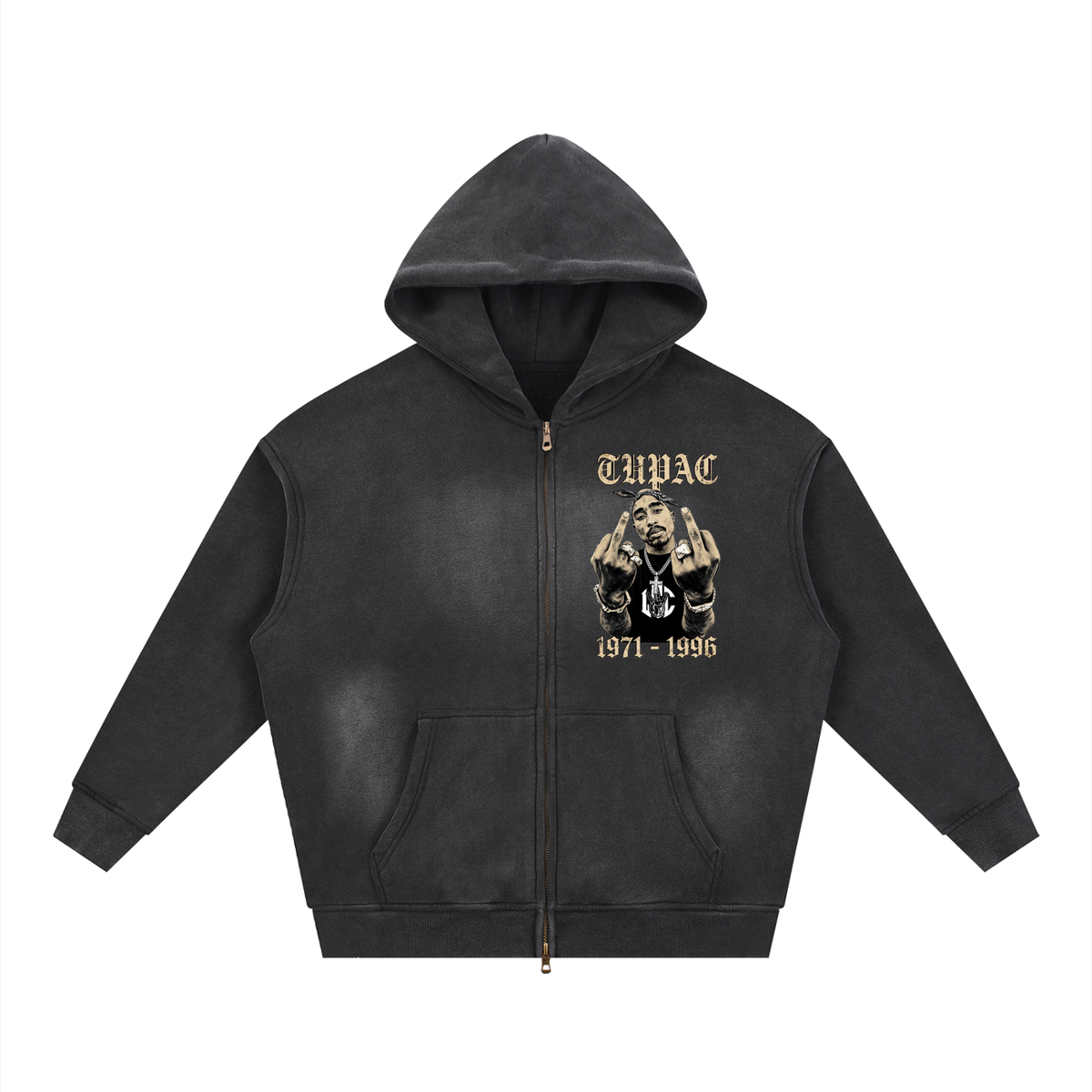 TUPAC Sunfade Zipper Boxy Hoodie
