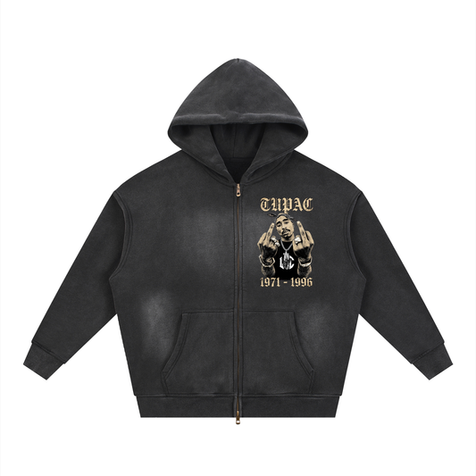 TUPAC Sunfade Zipper Boxy Hoodie