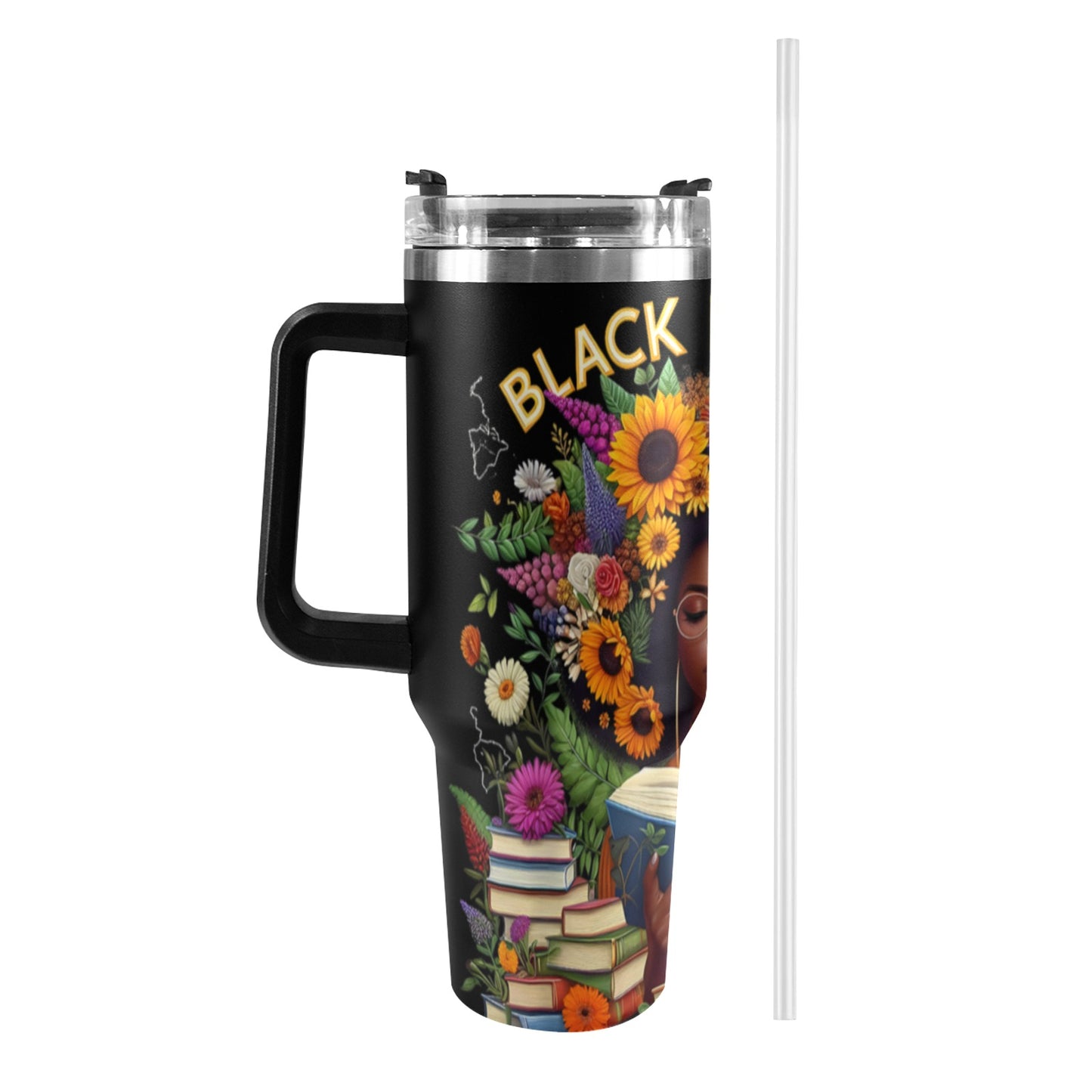 BLACC HISTORY FLOWER 40oz Tumbler with Black Handle