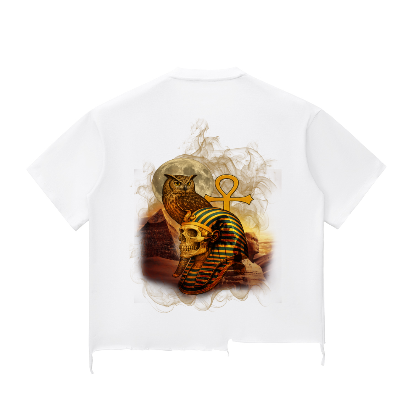 ANCIENT EGYPT Snow Wash Raw-Hem Boxy T-shirt