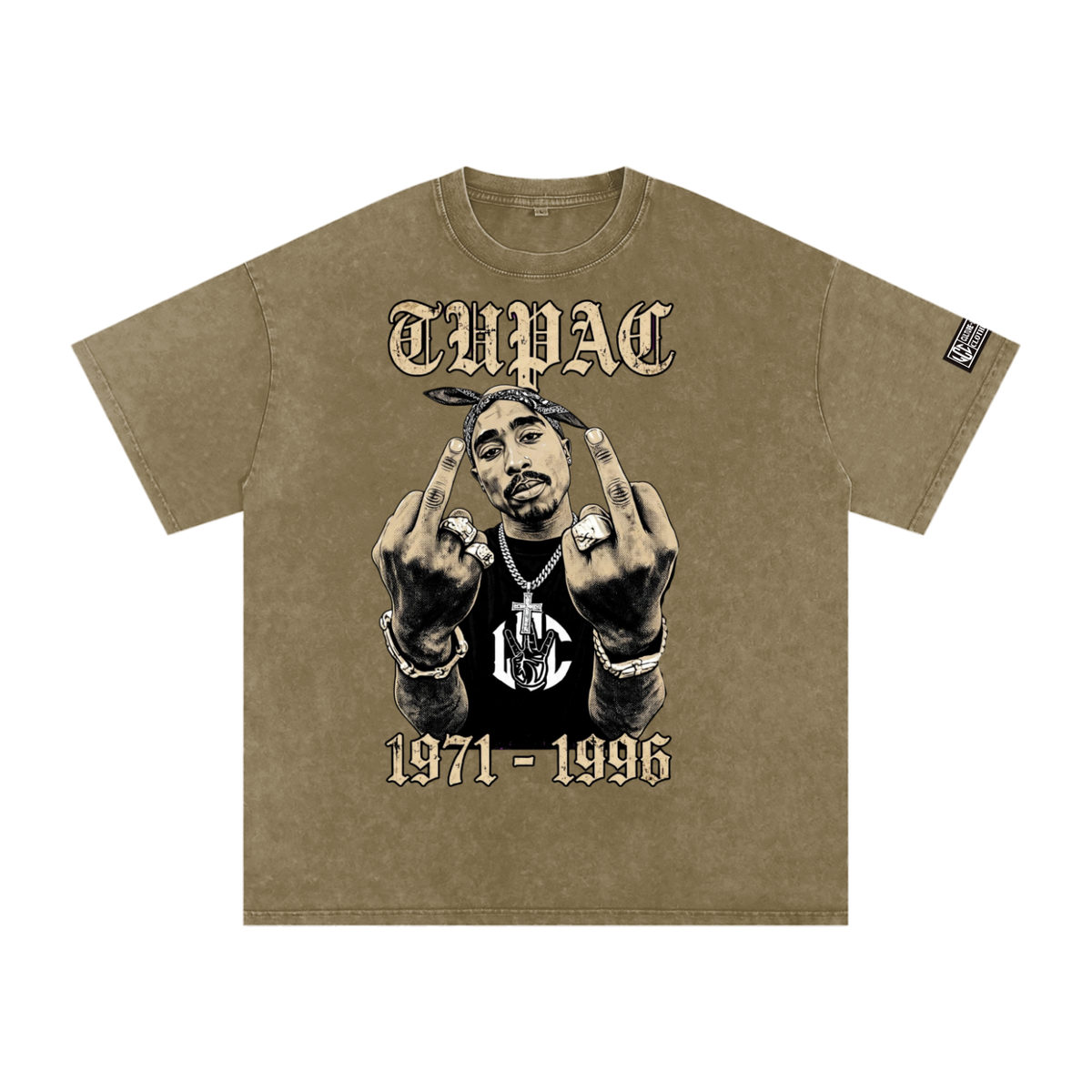 TUPAC Snow Washed Oversized  T-Shirt