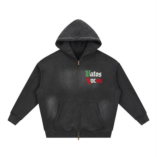VATOS LOCOS Sunfade Two-way Zipper Boxy Fleece Hoodie