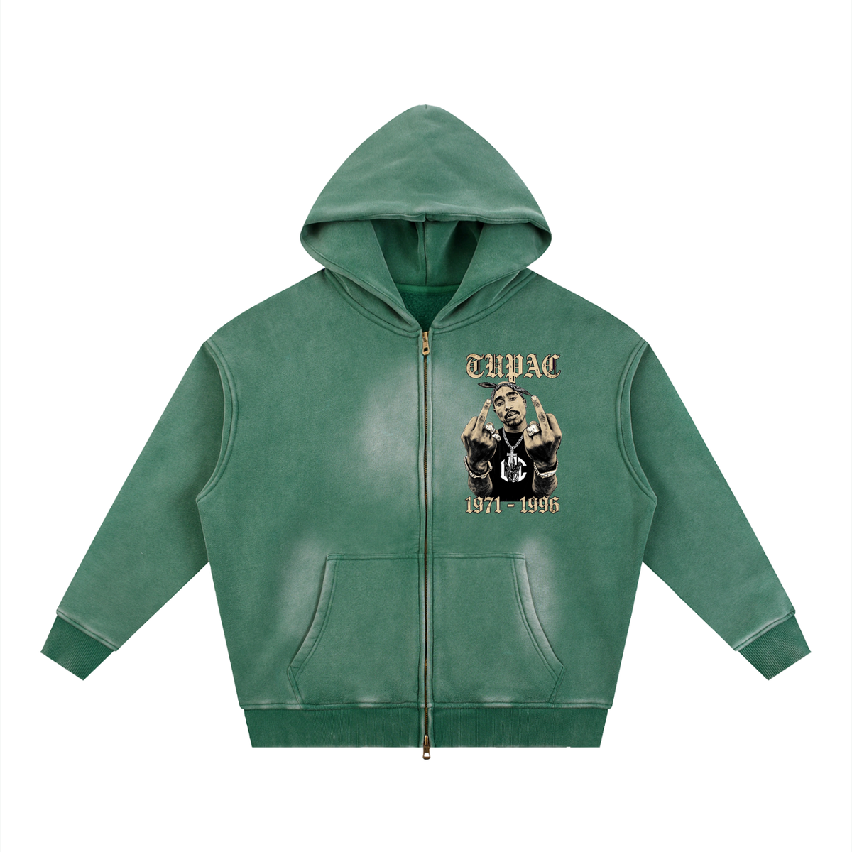 TUPAC Sunfade Zipper Boxy Hoodie