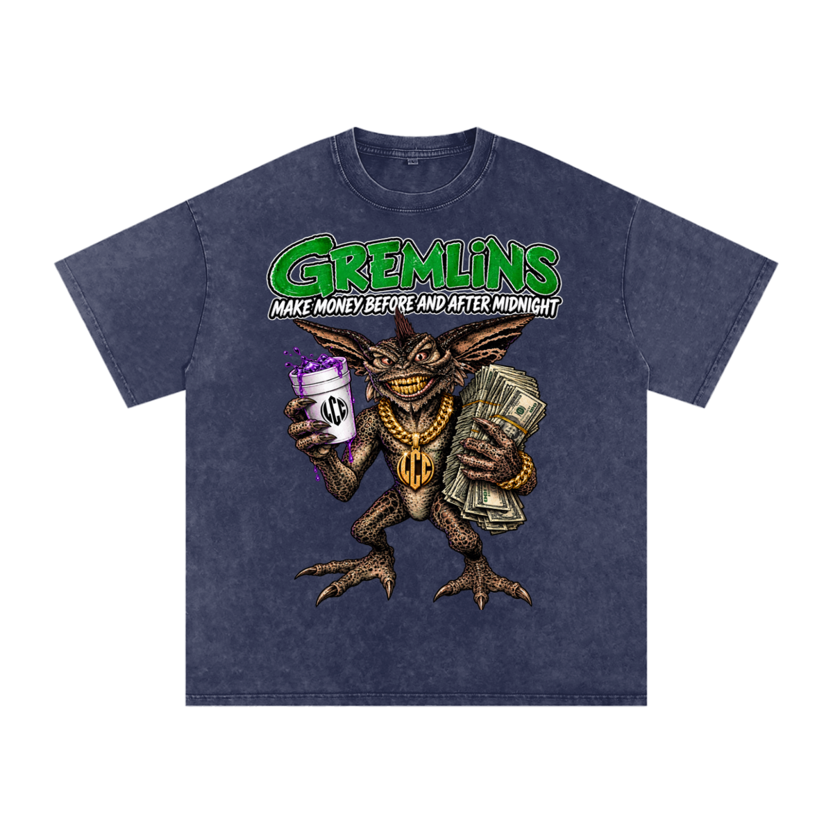 GREMLINS Snow Washed Oversized Cotton T-Shirt