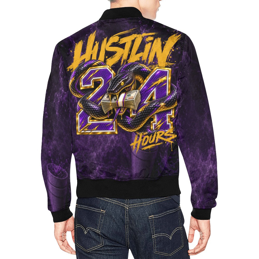 HUSTLIN 24 HOURS Bomber Jacket