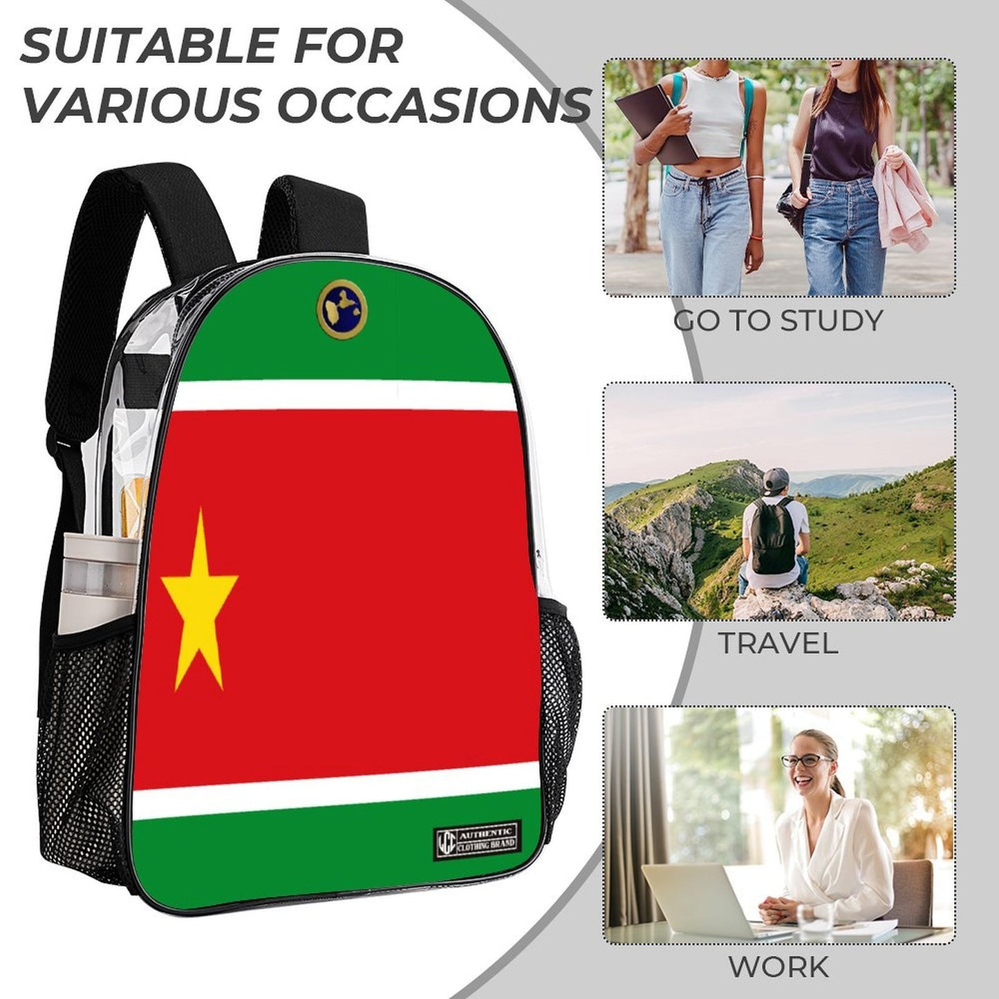 GUADELOUPE 3-Piece Clear Backpack Set