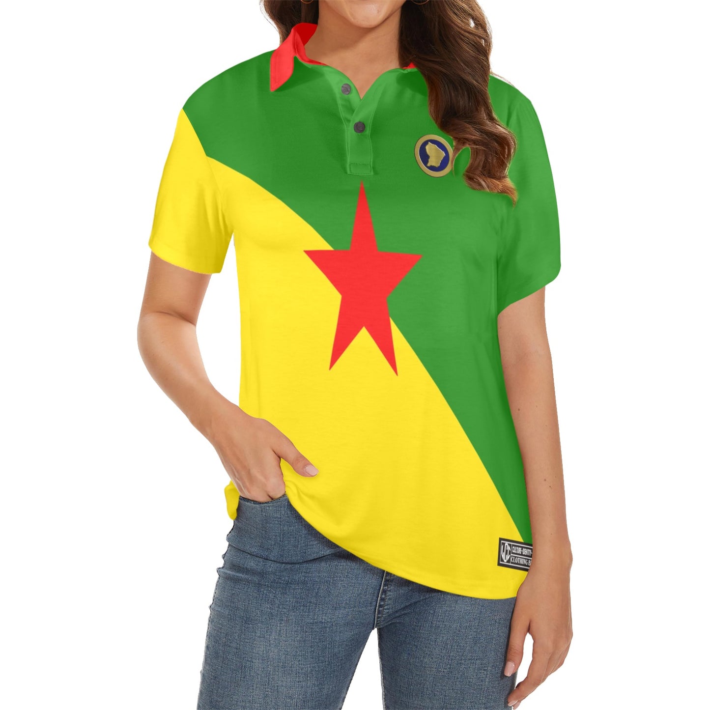 GUYANE FLAG Women's All Over Print Polo Shirt (Model T55)